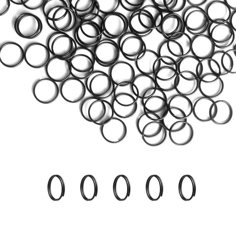 ZoloAJay 200pcs 12mm Mini Split Jump Ring with Double Loops Small Round Metal Black Key Rings Connectors for Making Handwork Charms Pendants Key Chains Ornaments DIY Crafts Accessories - Image 1
